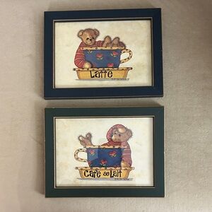 Teddy Bear Cafe au Lait Wall Art Set